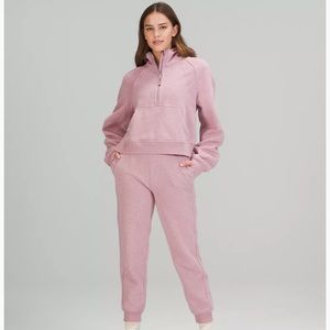 Lululemon Scuba Oversized 1/2 Zip Heathered Pink Taupe